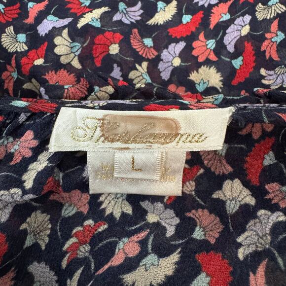 Shoshanna Juniper Floral Mock Neck‎ Flutter Sleeve 100% Silk Top Women's Large - Picture 5 of 7